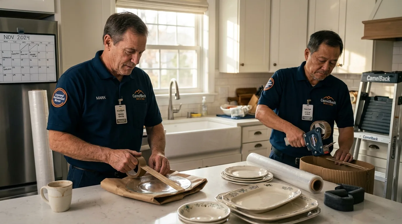 Professional crew packing kitchen dishware in Saint Clairsville, OH